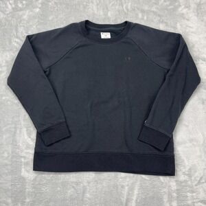 Champion Sweatshirt Mens M Black Athletic Fit Fleece Lined Crew Neck Pullover
